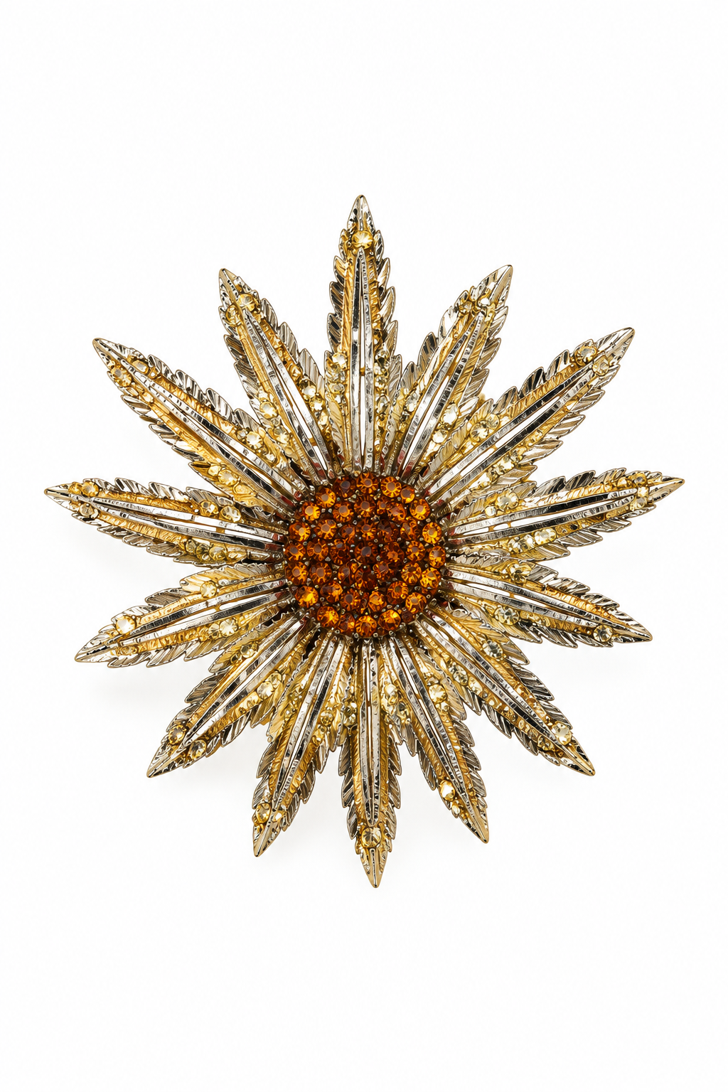 Vintage 1960s Sarah Coventry Gold-Tone Sunflower Statement Brooch Pin