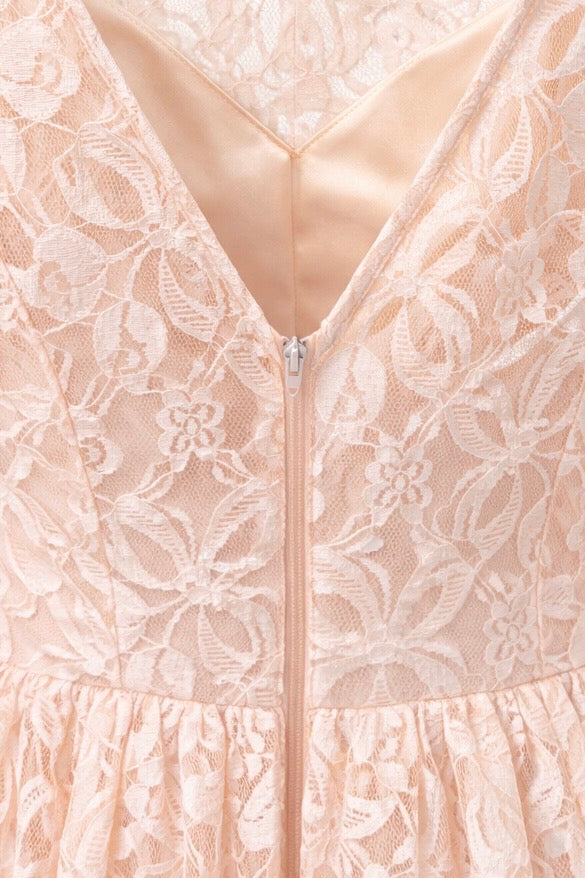 Vintage 1980s Blush Pink Lace Party Dress | Long Sleeve Romantic Formal Gown