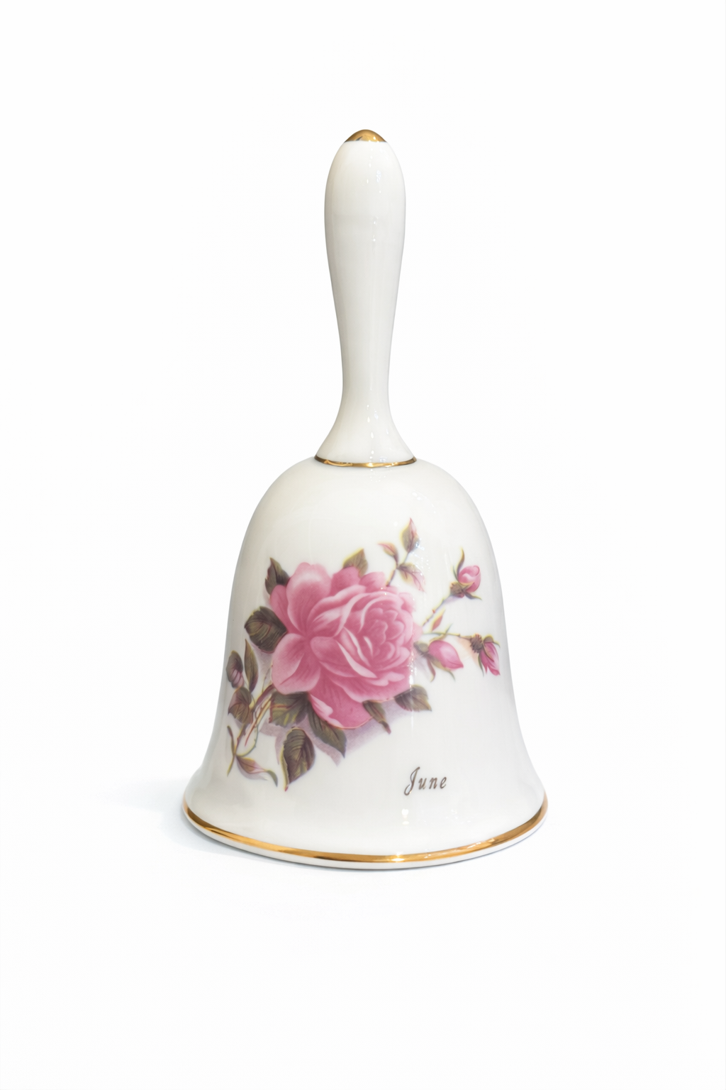 Vintage “June” Rose Porcelain Bell | Floral Collectible