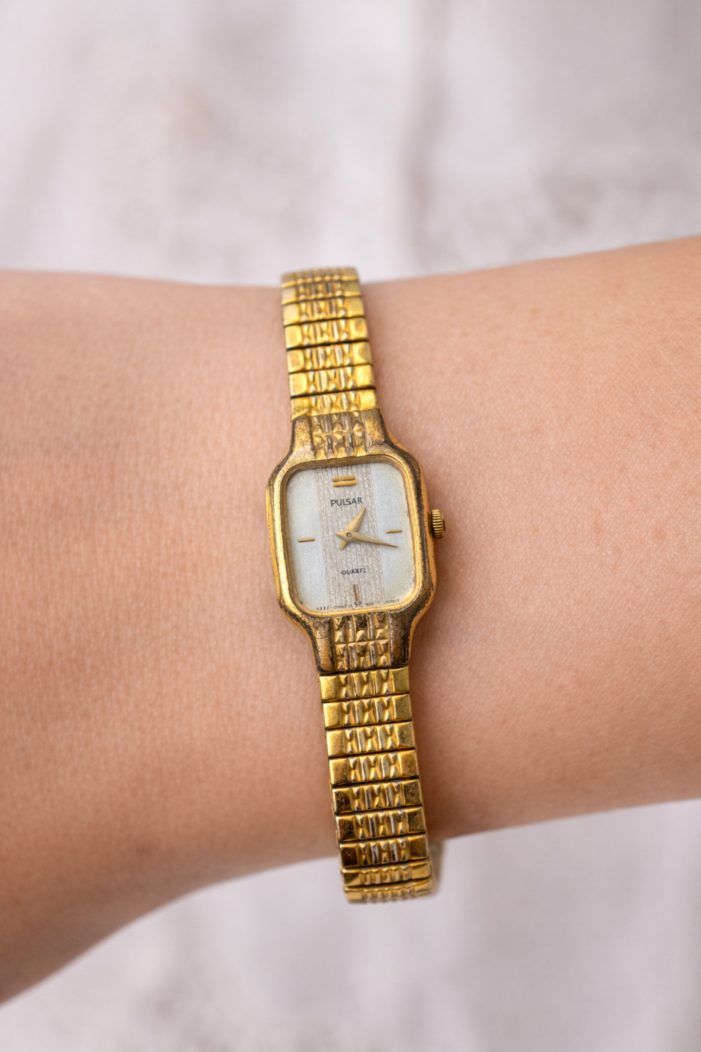 Vintage Pulsar Gold-Tone Quartz Wristwatch | Women’s Analog Watch, 1980s–1990s