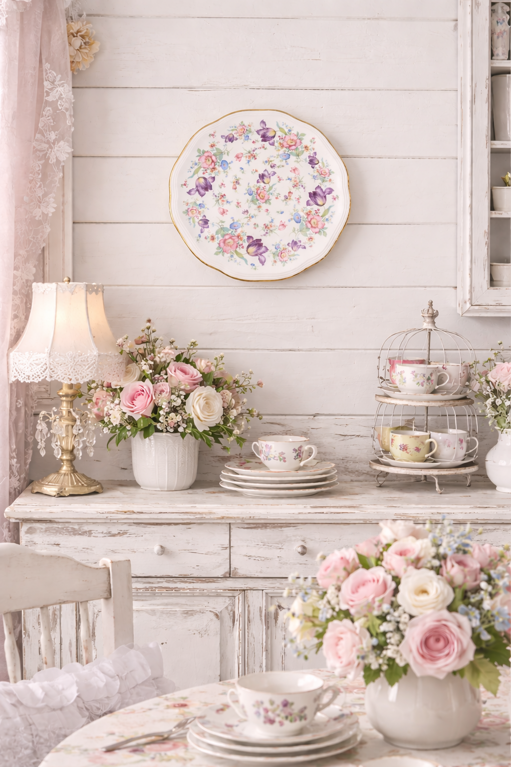 Vintage Bavaria Floral Chop Plate (1920–1950) – 13” Decorative Wall Plate, Made in Germany