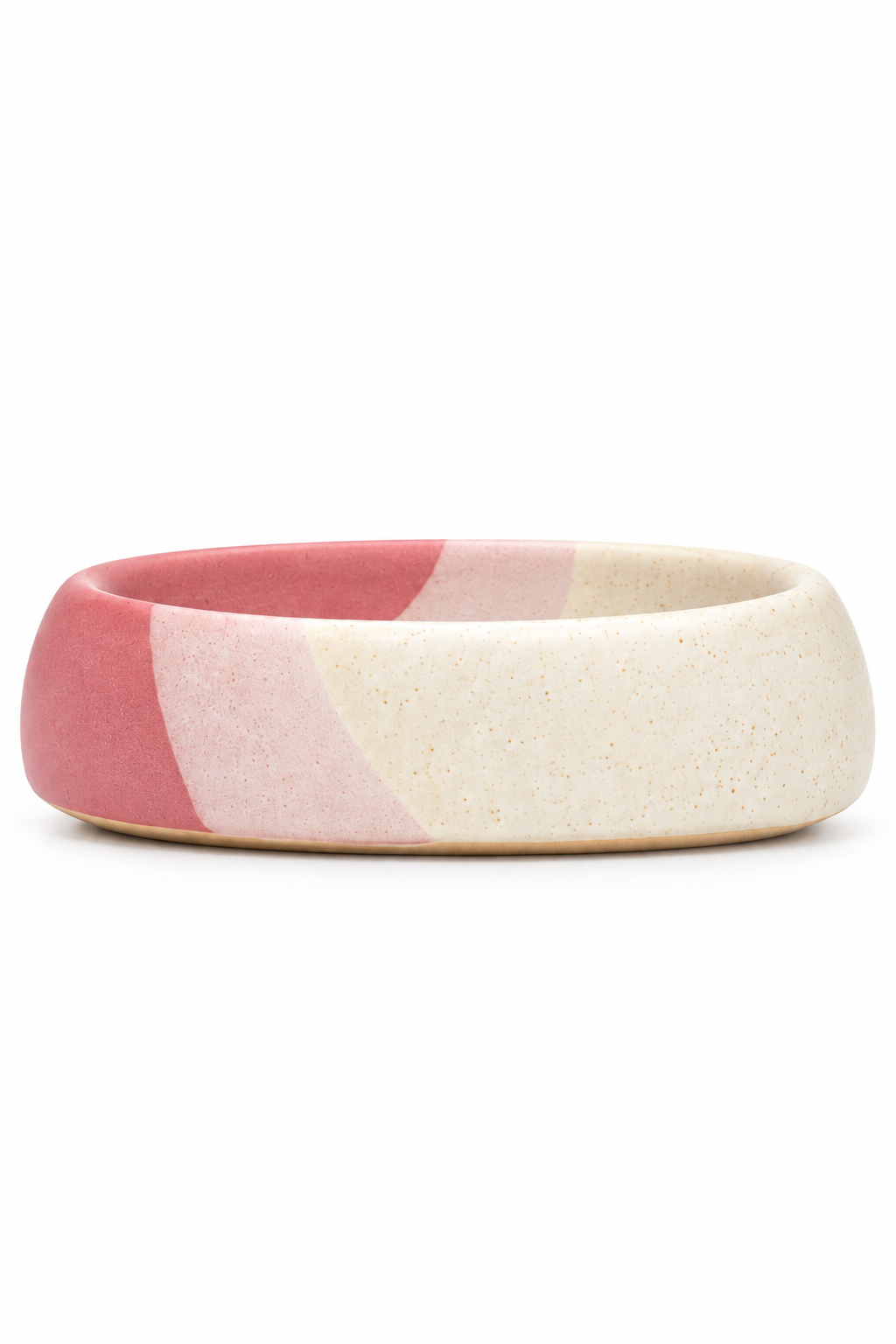 Handmade Ceramic Soap Dish – Pastel Pink & Cream Color Block Speckled Stoneware