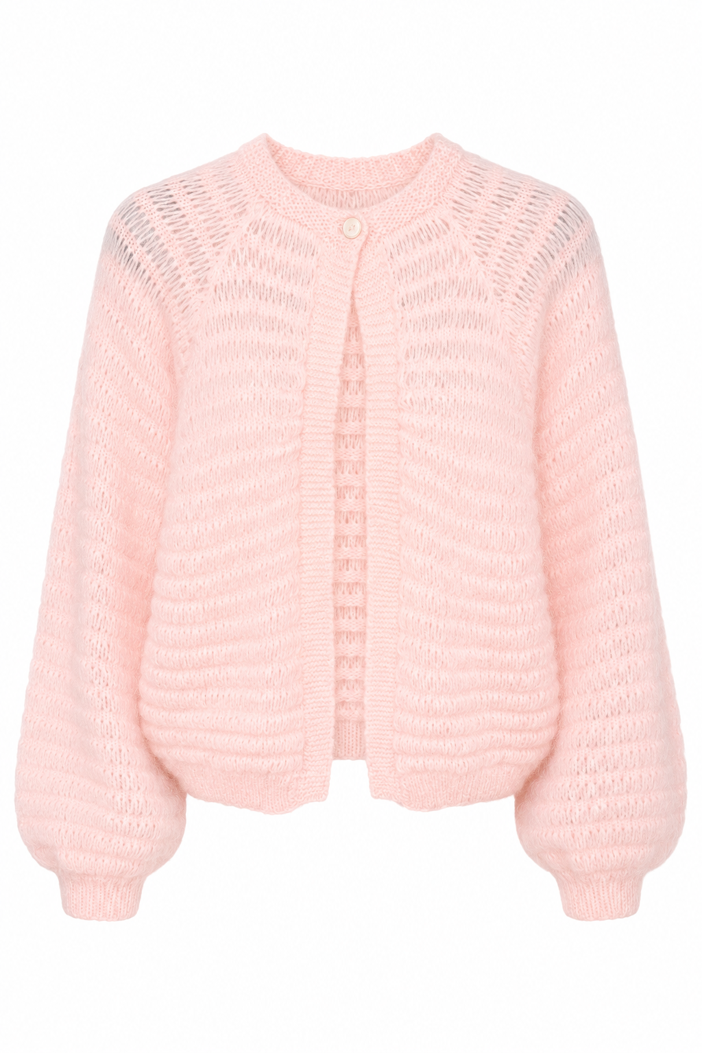 Vintage Handmade Blush Pink Open-Knit Cardigan Sweater – XS/S