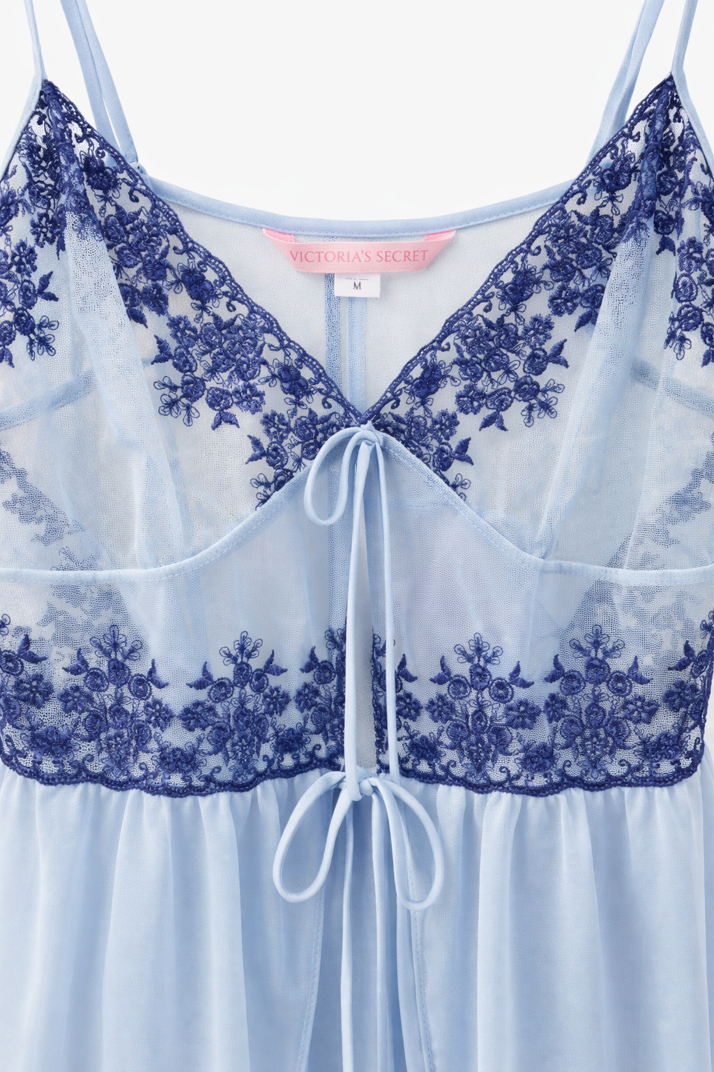 Vintage 2000s Victoria’s Secret Sheer Lace Camisole Top | Baby Blue Lingerie Cami (M)