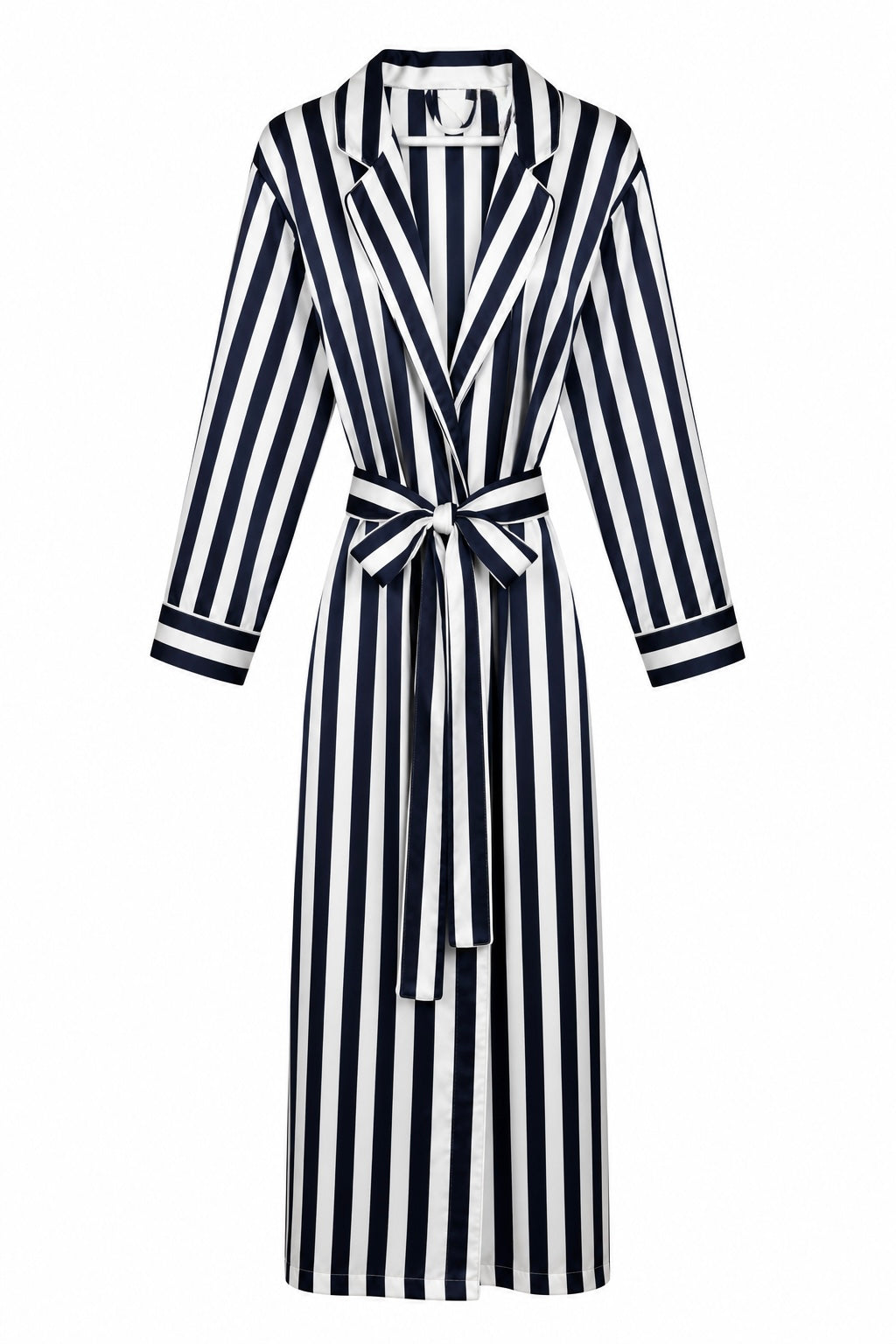 Vintage 1980s Victoria’s Secret Gold Crown Tag Navy Striped Robe | Nautical Resort Cover-Up | Size Medium