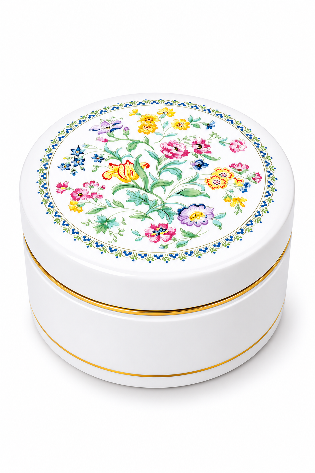 1970s–1980s Royal Kent Fine Bone China Trinket Box | Staffordshire England Floral Lidded Box