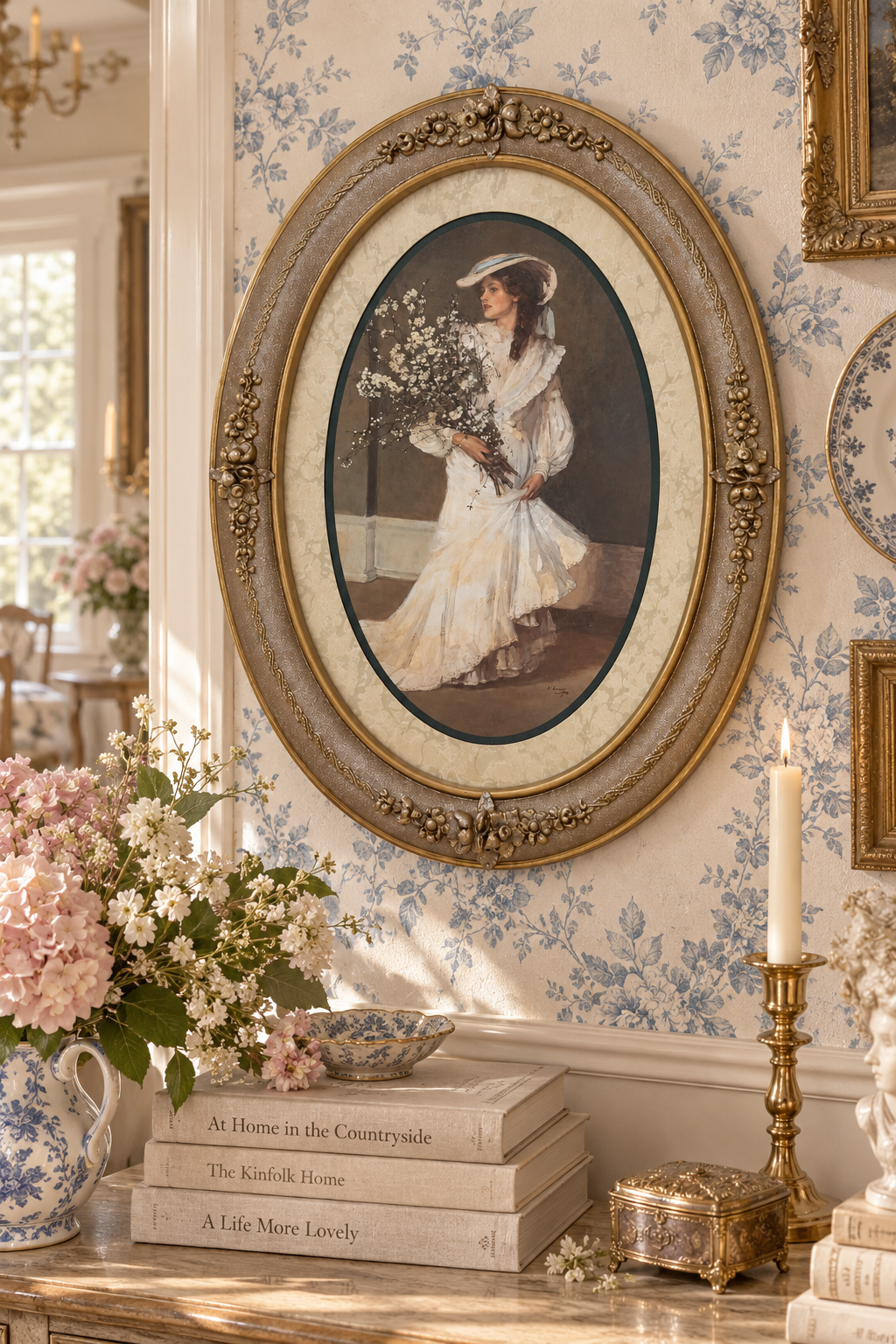 Vintage 1970s–1980s Home Interiors Sir John Lavery “Spring” Oval Framed Art Print