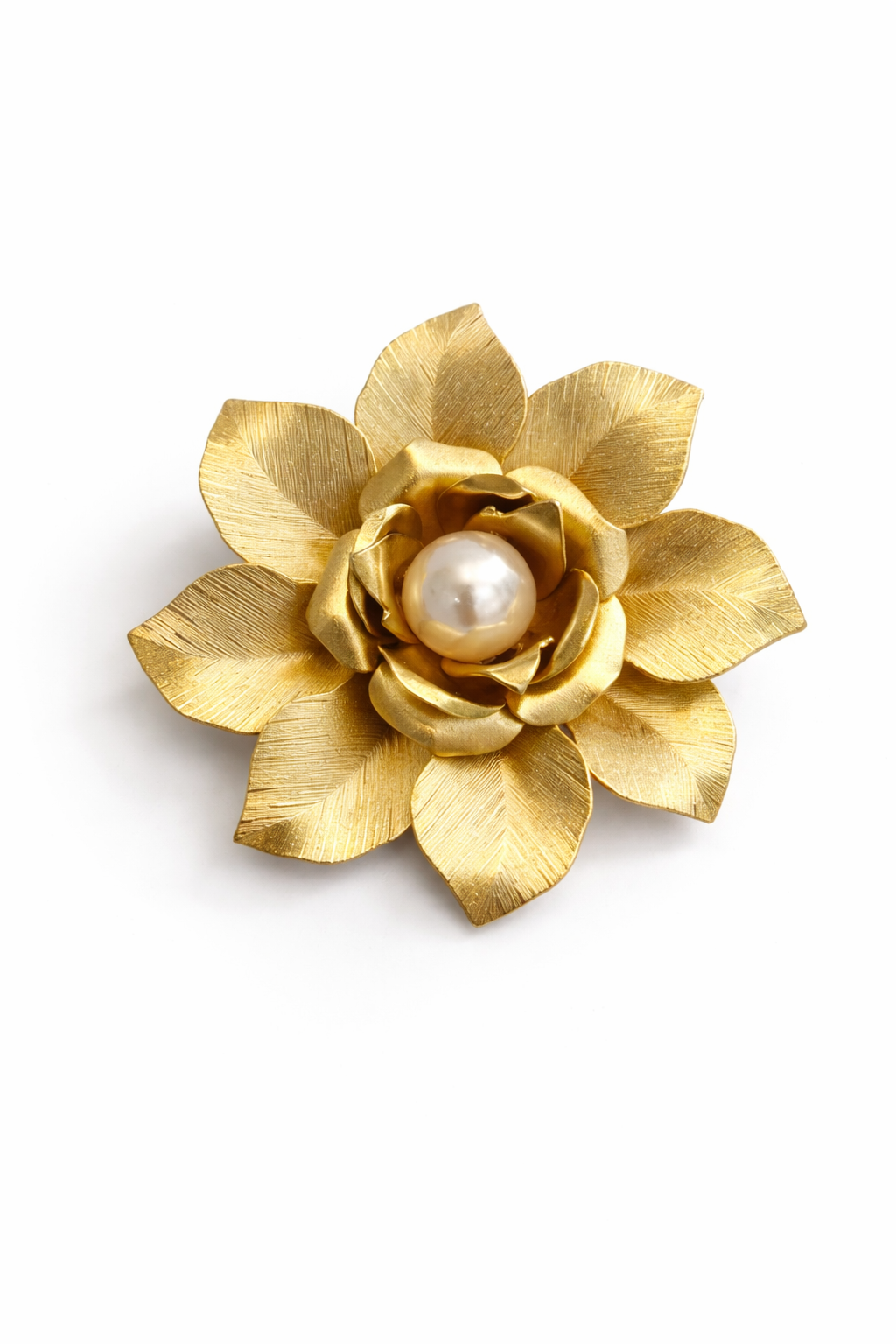 Vintage Gold Flower Brooch with Pearl Center | Convertible Pendant Pin