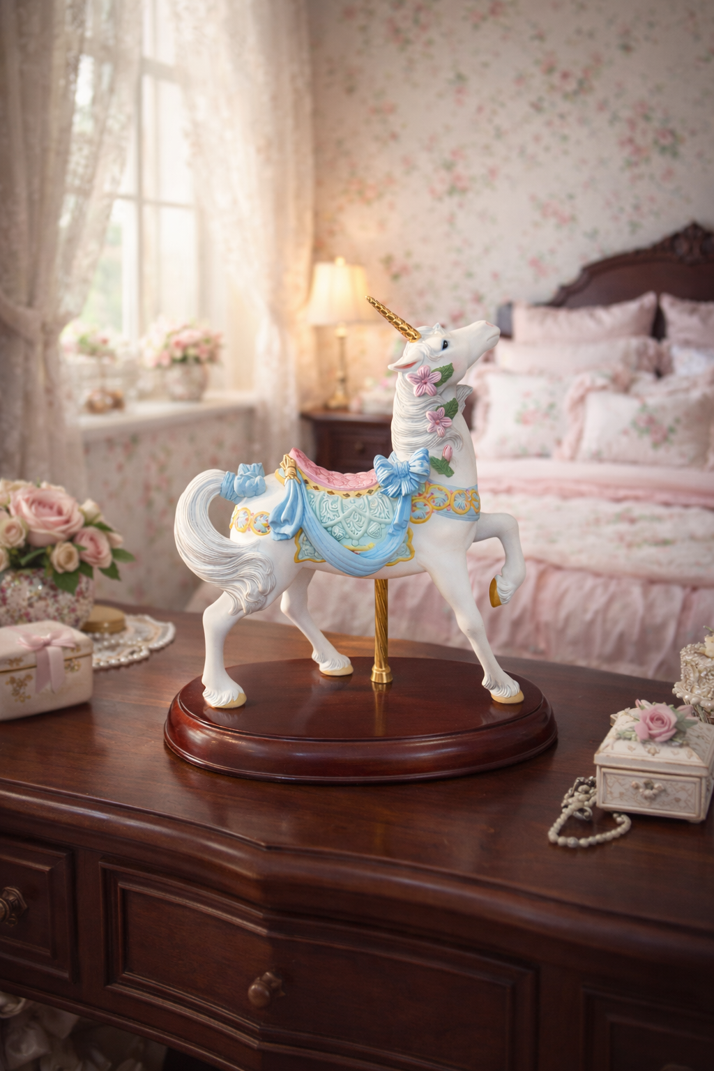 Lenox Porcelain Unicorn Carousel Figurine | Pastel Rococo Fantasy Horse