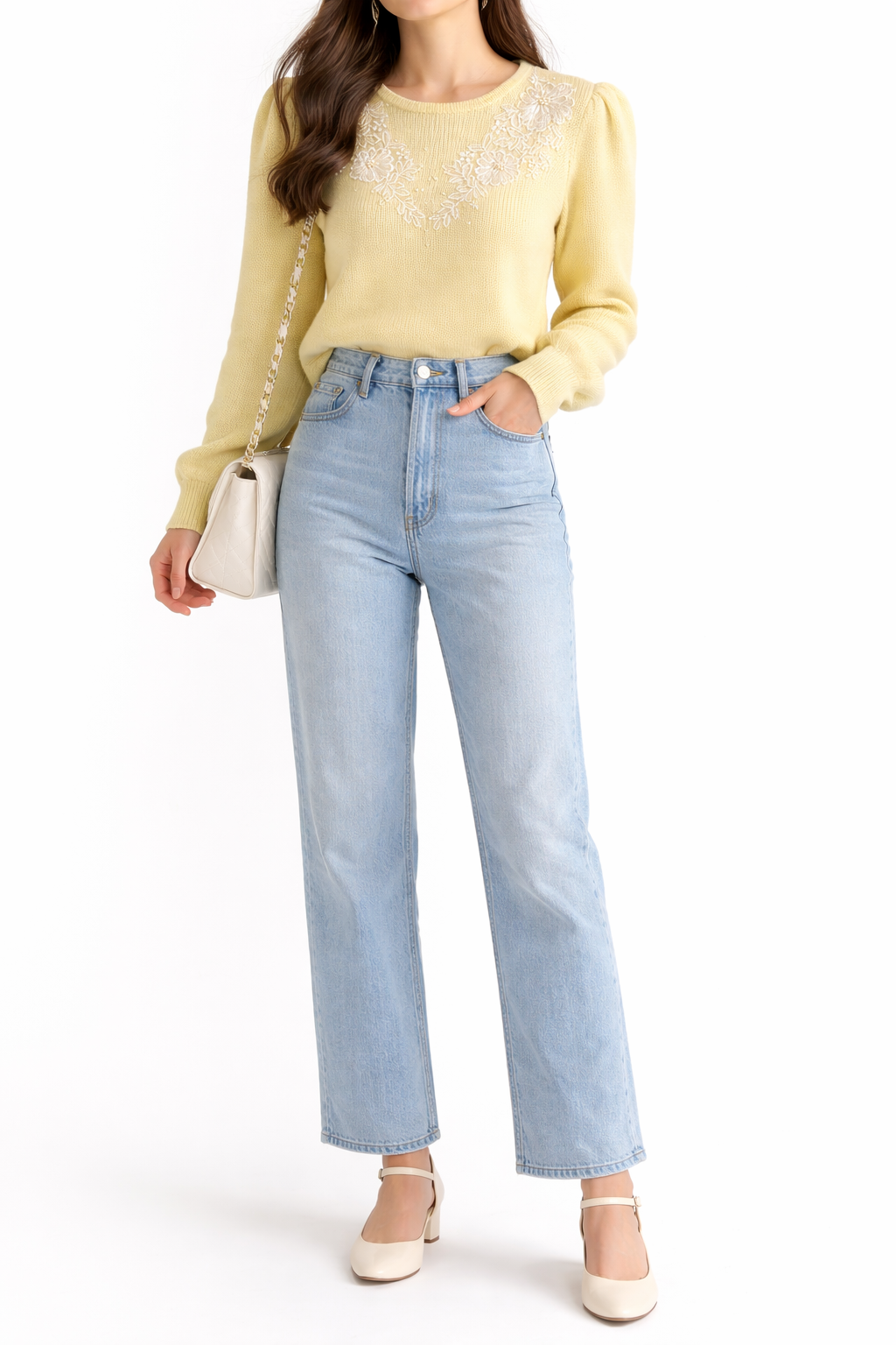 Buttercream Bloom Vintage Sweater | Embroidered Floral Knit (S)