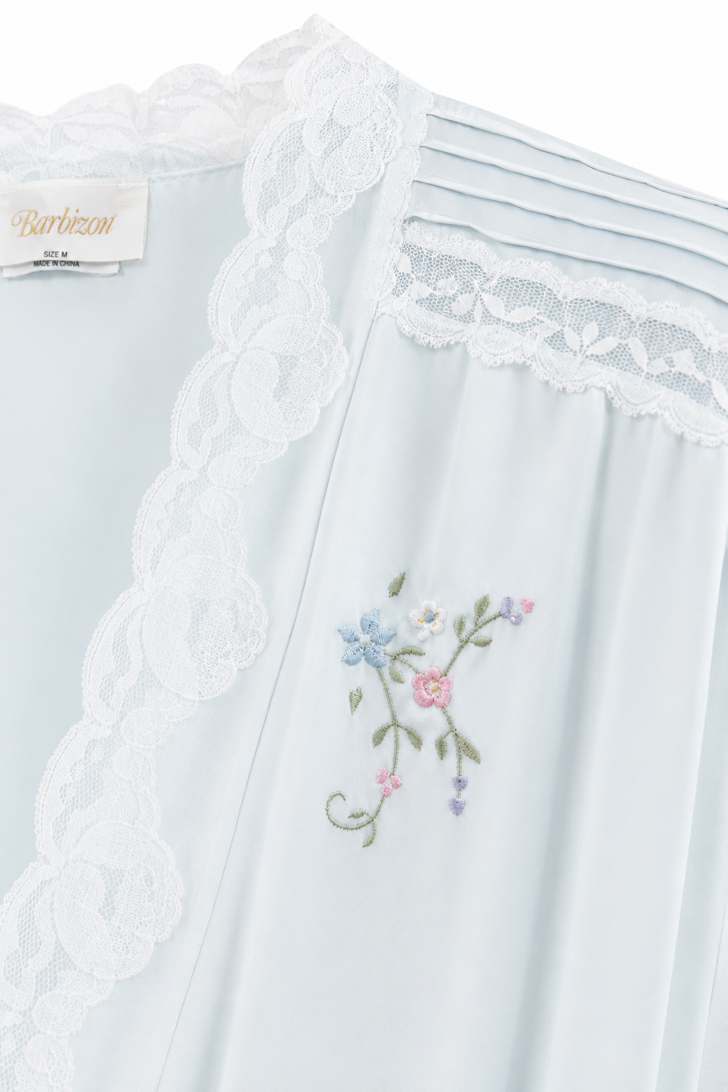 Vintage Barbizon Powder Blue Embroidered Lace Robe | One Size