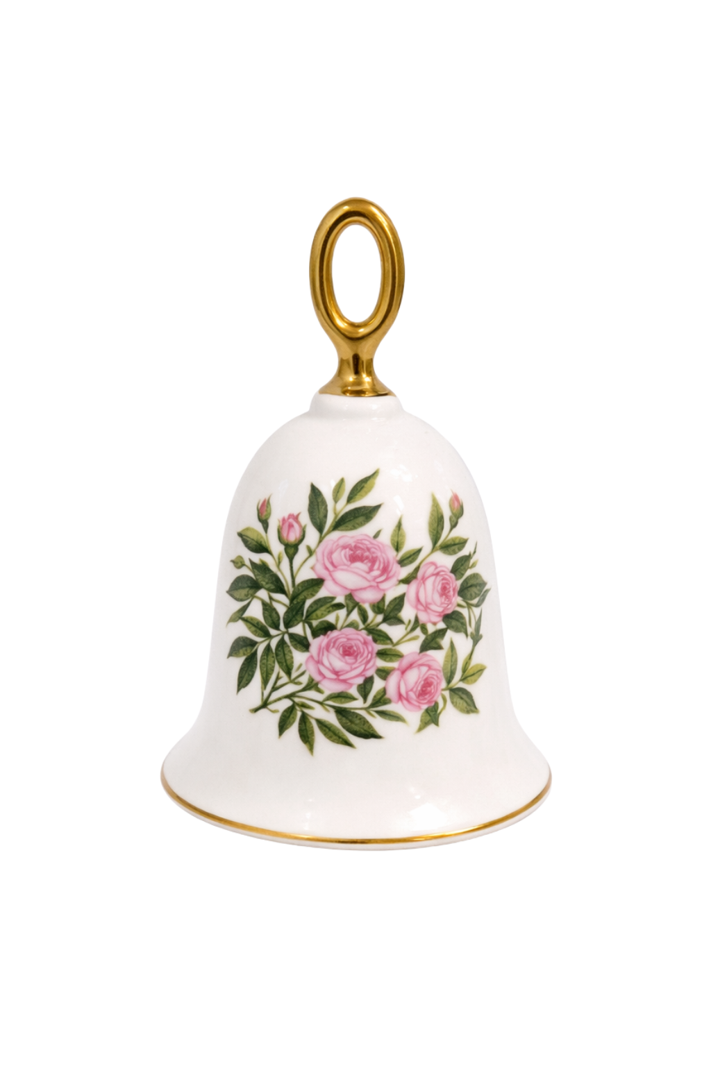Vintage Fine China Rose Bell | Made in England Porcelain Floral Bell
