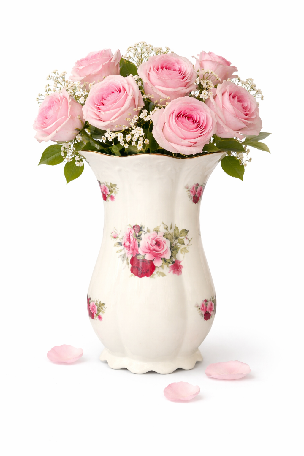 Vintage 1980s Victorian Rose Vase | Shabby Chic Floral Ceramic Vase | Cottagecore Home Decor