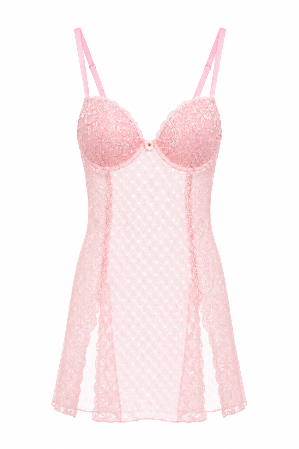 Vintage Y2K Rampage Intimates Pink Lace Babydoll Slip | Sheer Lingerie Chemise | Size Medium