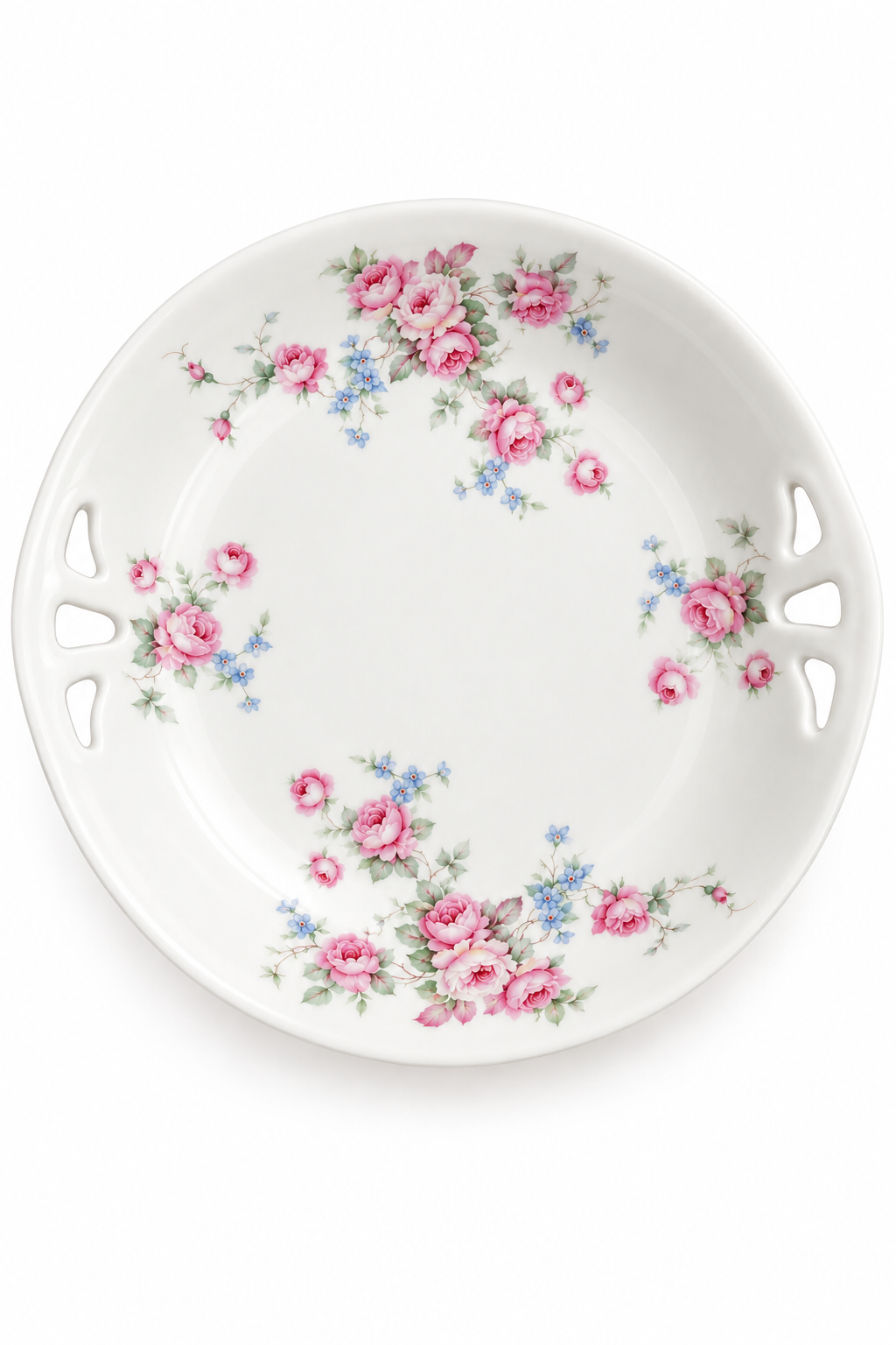 Antique 1930s German Pink Rose Porcelain Plate | Romantic Floral Vanity & Wall Décor
