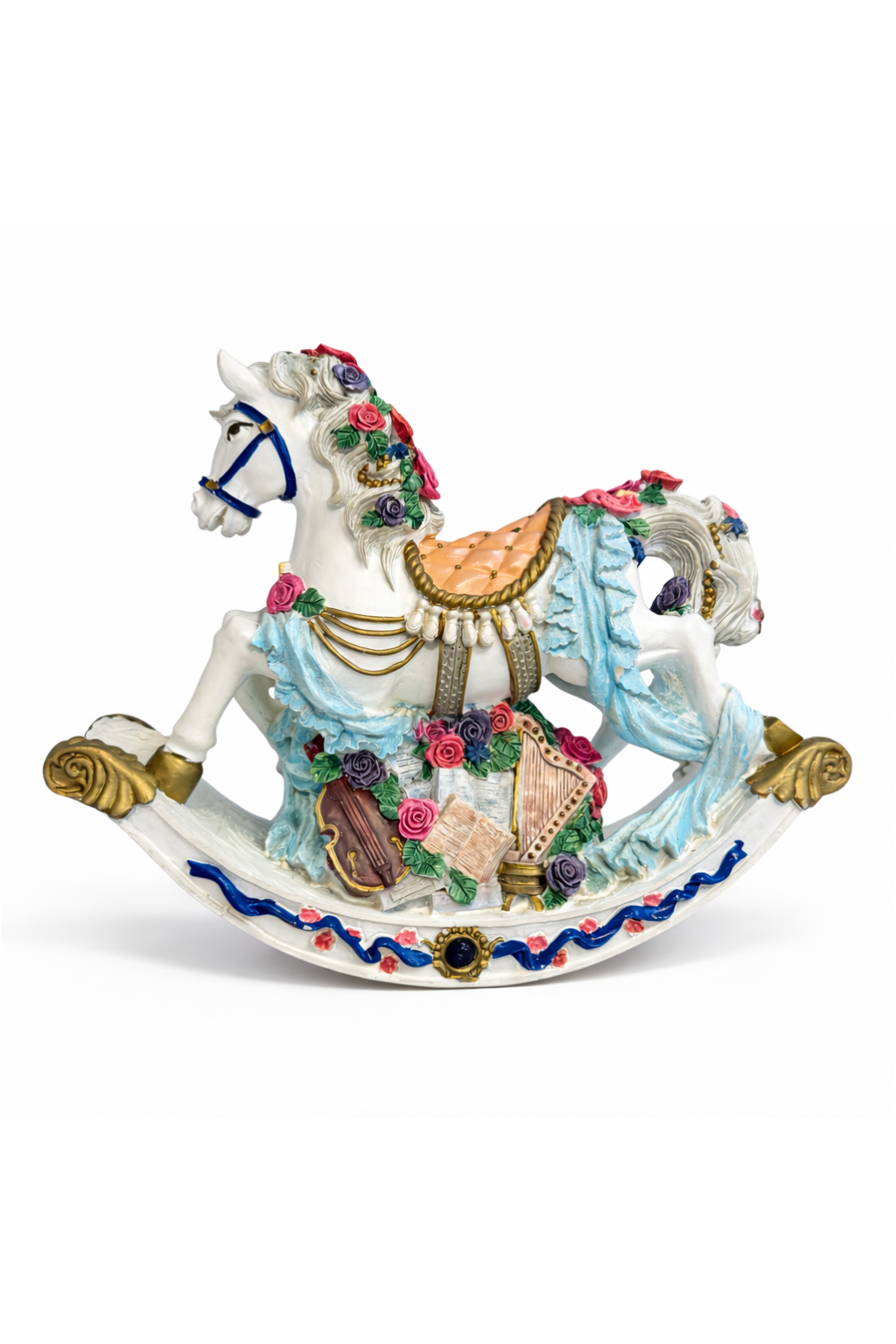 Vintage Musical Rocking Horse Figurine | Decorative Carousel Style Music Box