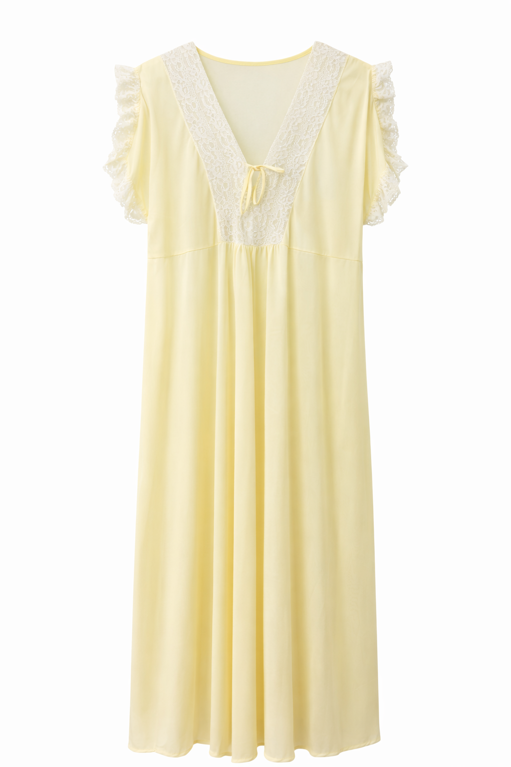 Vintage Butter Yellow Lace Nightgown – Romantic Sheer Slip Dress, Feminine Cottagecore Lingerie | S
