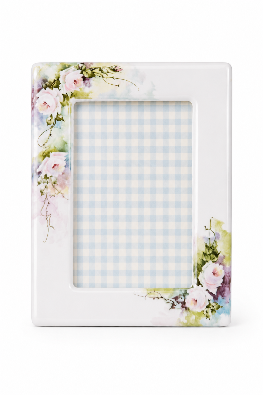 Vintage 1980s Terragrafics Ceramic Picture Frame | Pink Rose Floral Photo Frame | Cottagecore Decor | 9” x 7”