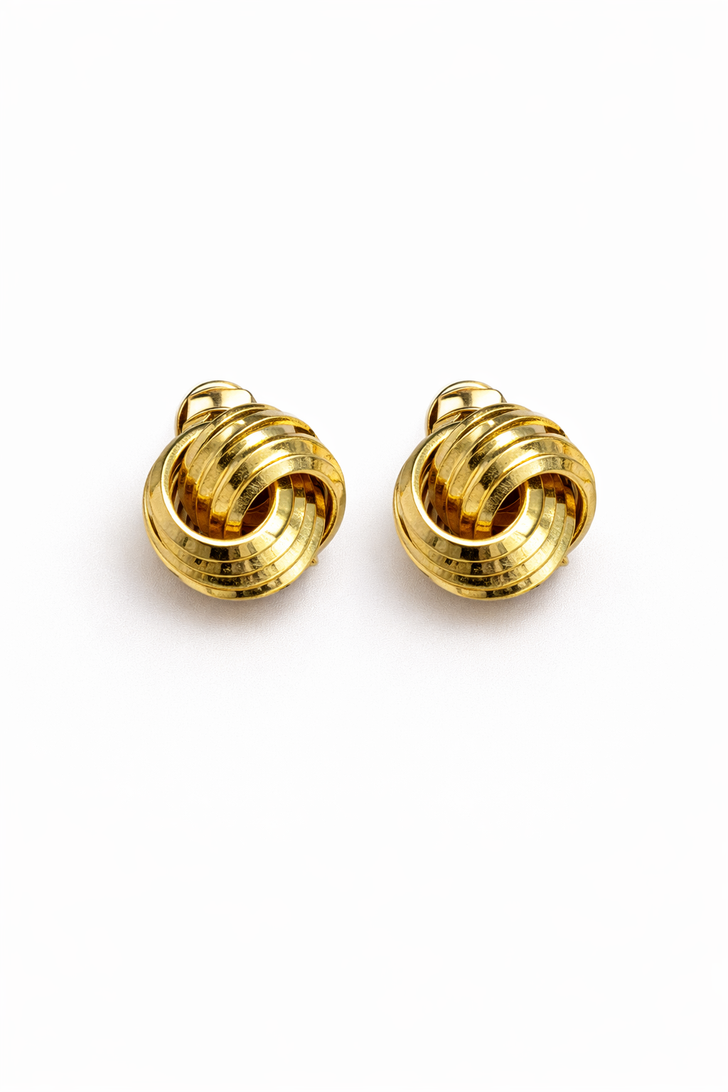 Vintage Sarah Coventry Lover’s Knot Clip-On Earrings – Gold-Tone Mid-Century Design 60s-70s