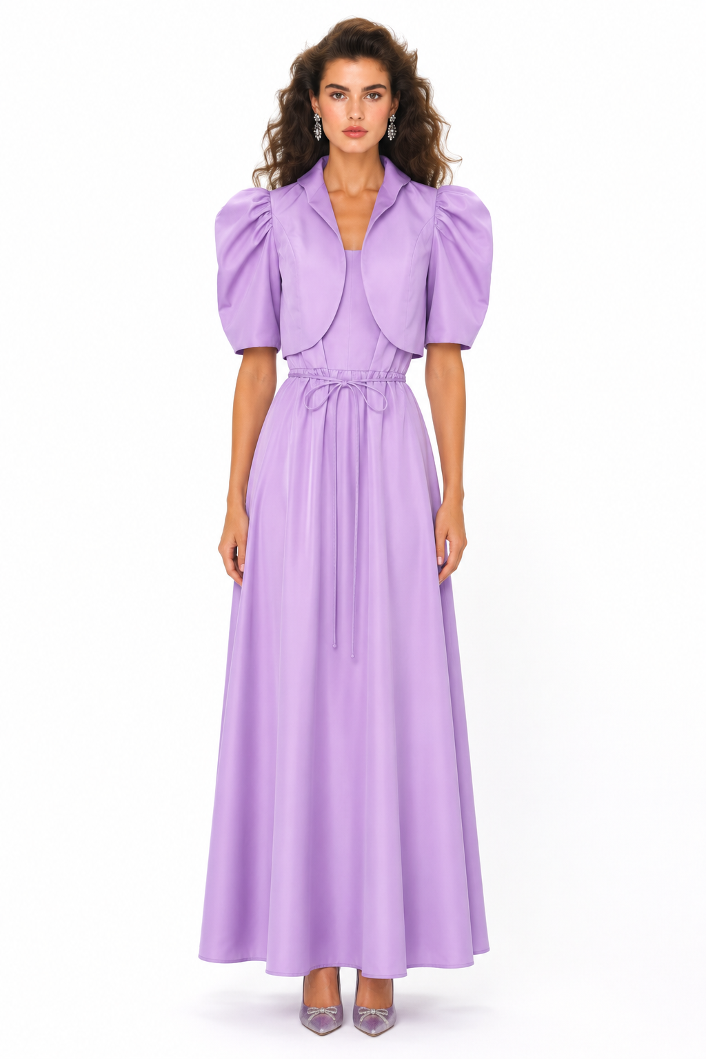 Vintage 1980s Lavender Puff Sleeve Bridesmaid Gown | NWT Prom Dress with Bolero Jacket | Size XS/S