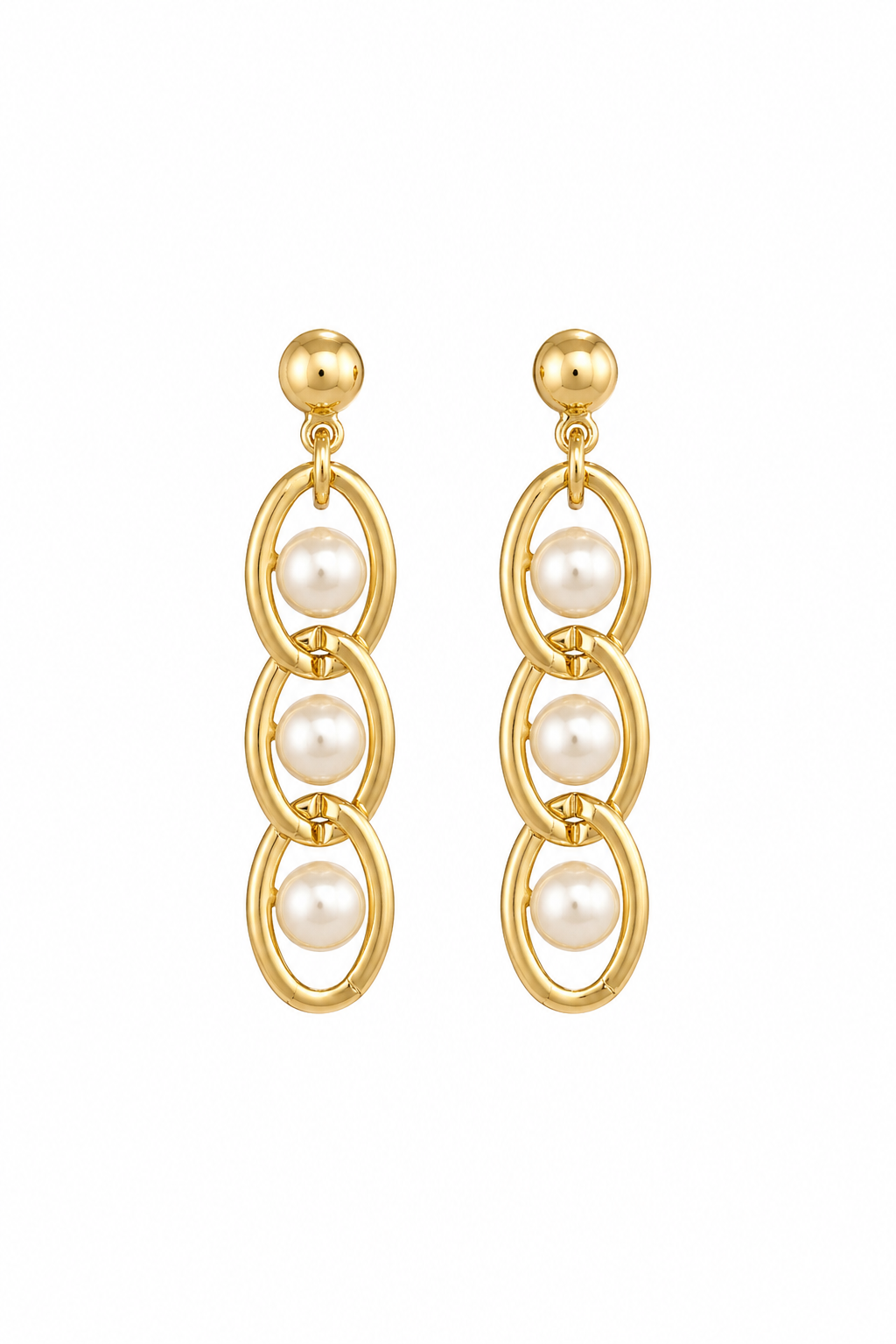 Vintage 1980s Avon Gold Tone Faux Pearl Drop Clip-On Earrings