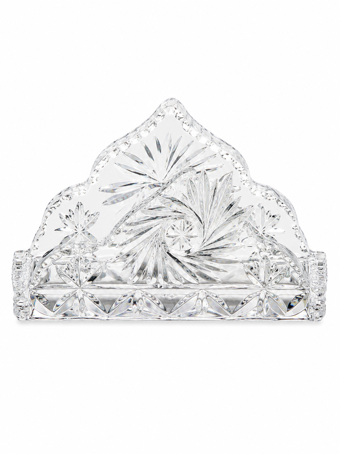 Vintage Lead Crystal Star & Pinwheel Napkin Holder | Cut Crystal Tabletop Organizer | 1970s–1980s Elegant Dining Décor
