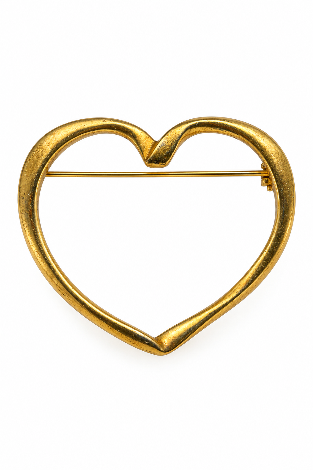 Vintage 1980s–1990s Brushed Gold-Tone Open Heart Brooch