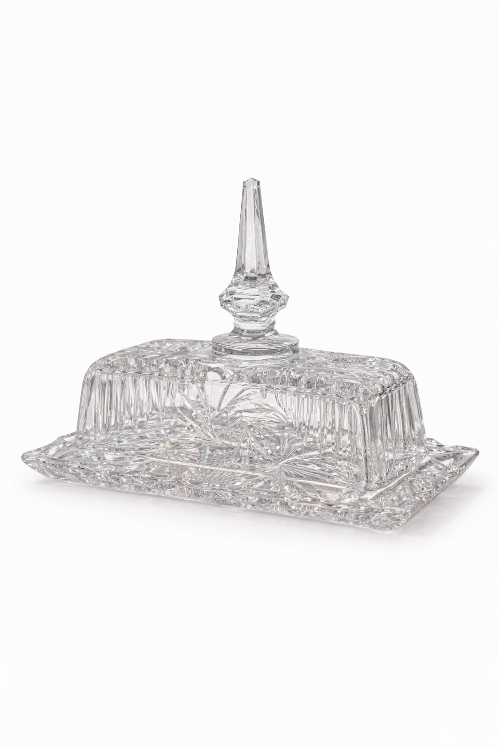Vintage American Cut Glass Butter Dish (1960s–1980s) | Elegant Crystal Serveware, Made in Germany