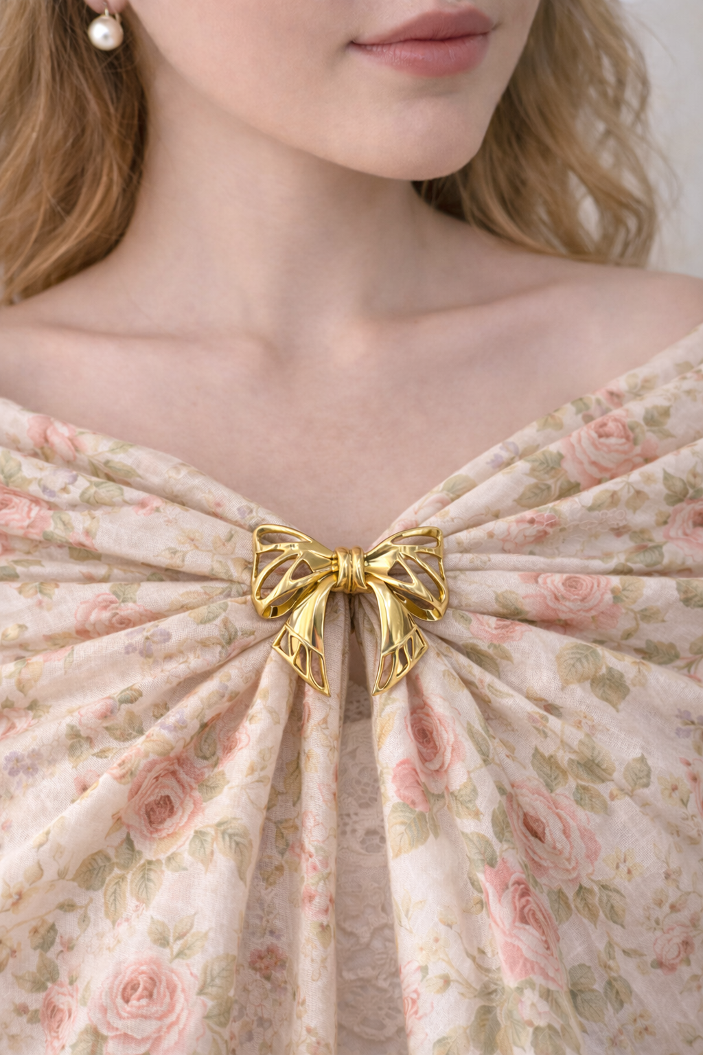 Vintage Gold-Tone Bow Scarf Ring/Clip | Elegant Openwork Design