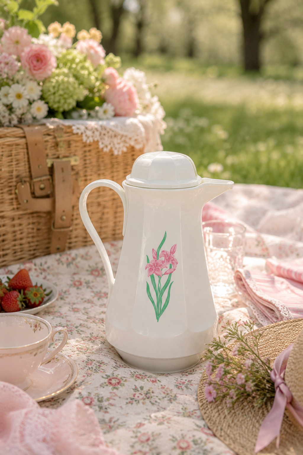 Vintage 1982 Thermos Cristaflora Insulated Coffee Carafe Pitcher – West Germany Floral Thermos