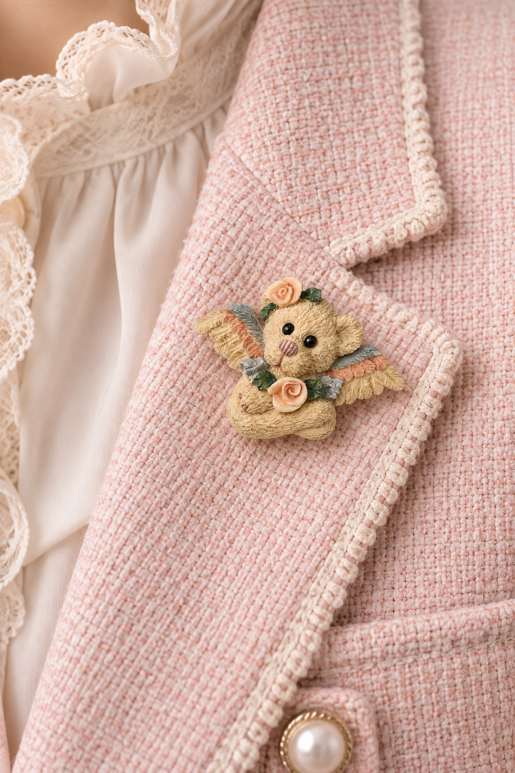 Vintage 1990s Boyds Bears Resin Angel Bear Pin Brooch