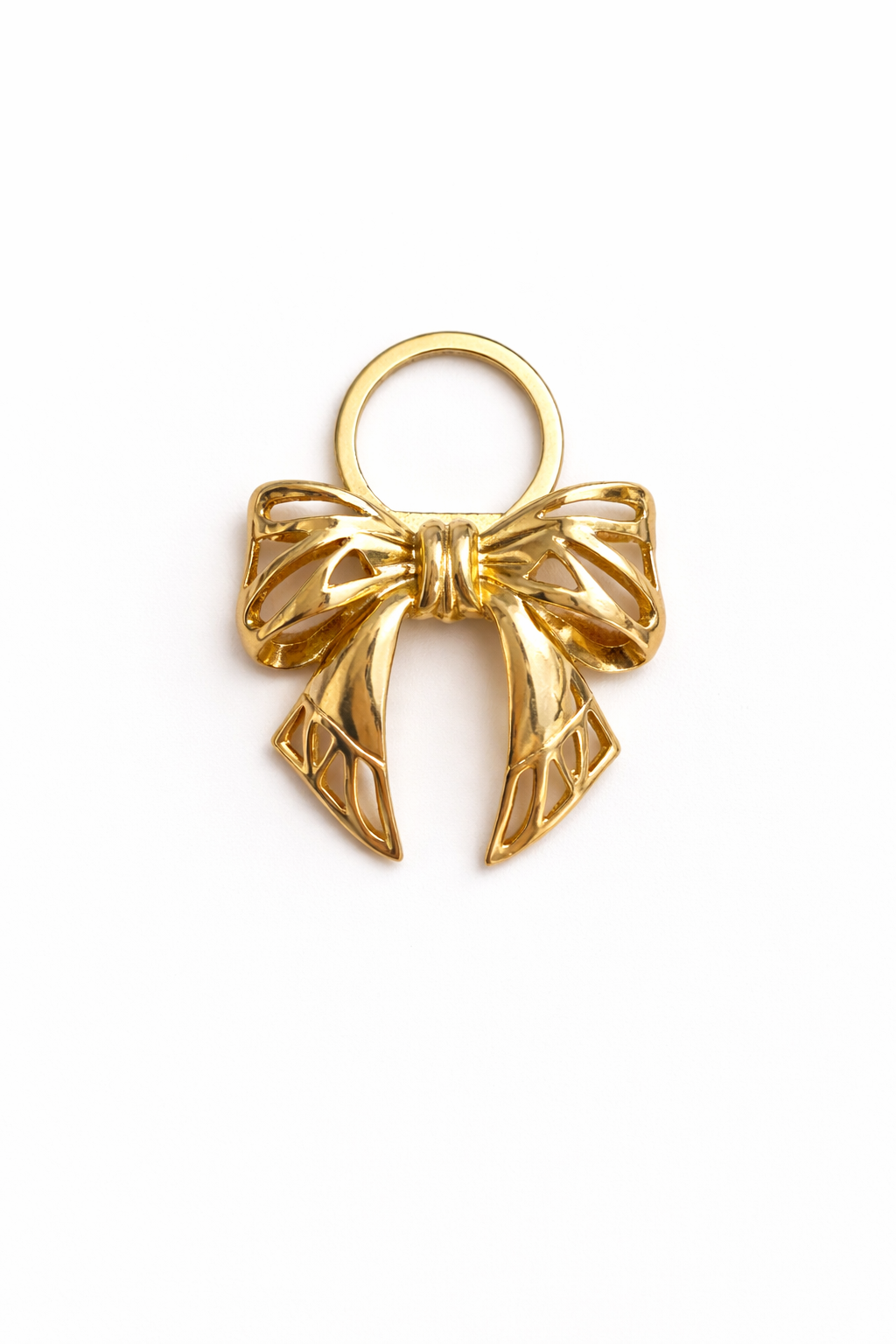 Vintage Gold-Tone Bow Scarf Ring/Clip | Elegant Openwork Design