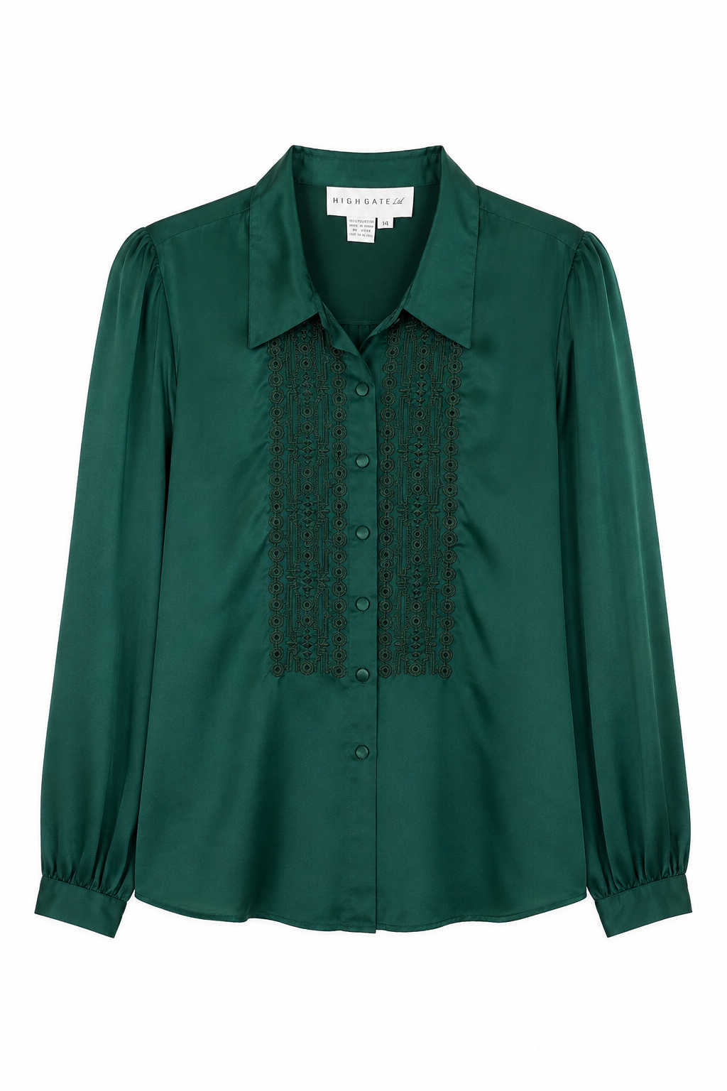 Vintage Highgate LTD Emerald Green Button-Up Blouse | Size 14 / Modern L–XL