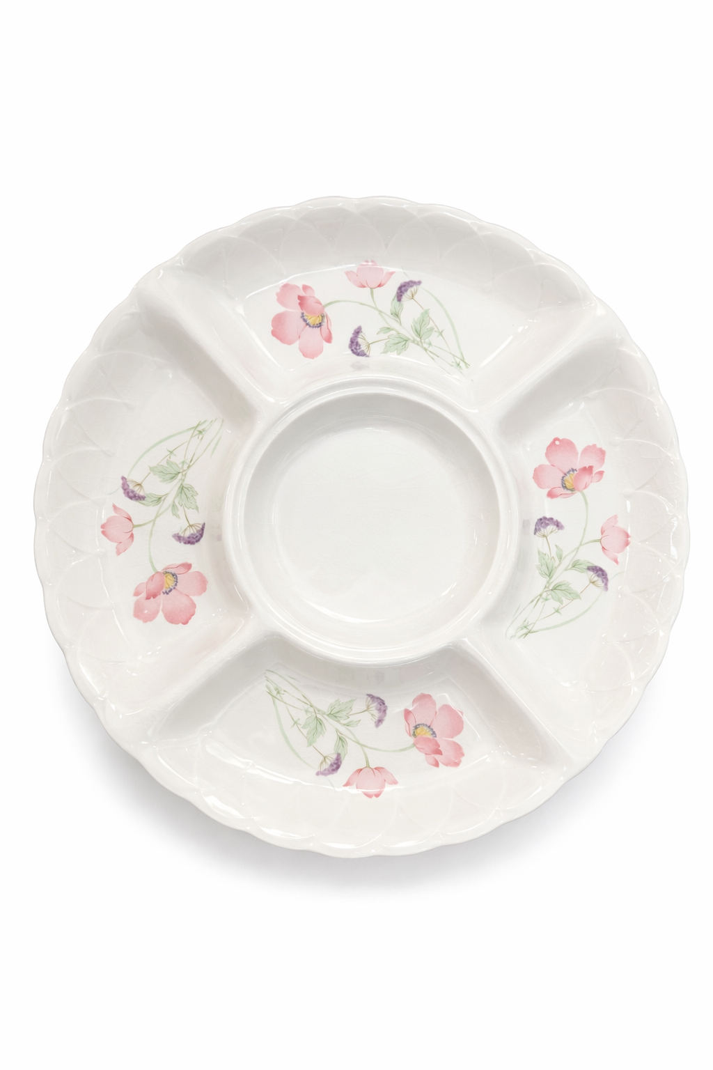 Vintage Nitto Japan Fine China Chip & Dip Platter | Floral Porcelain Serving Tray