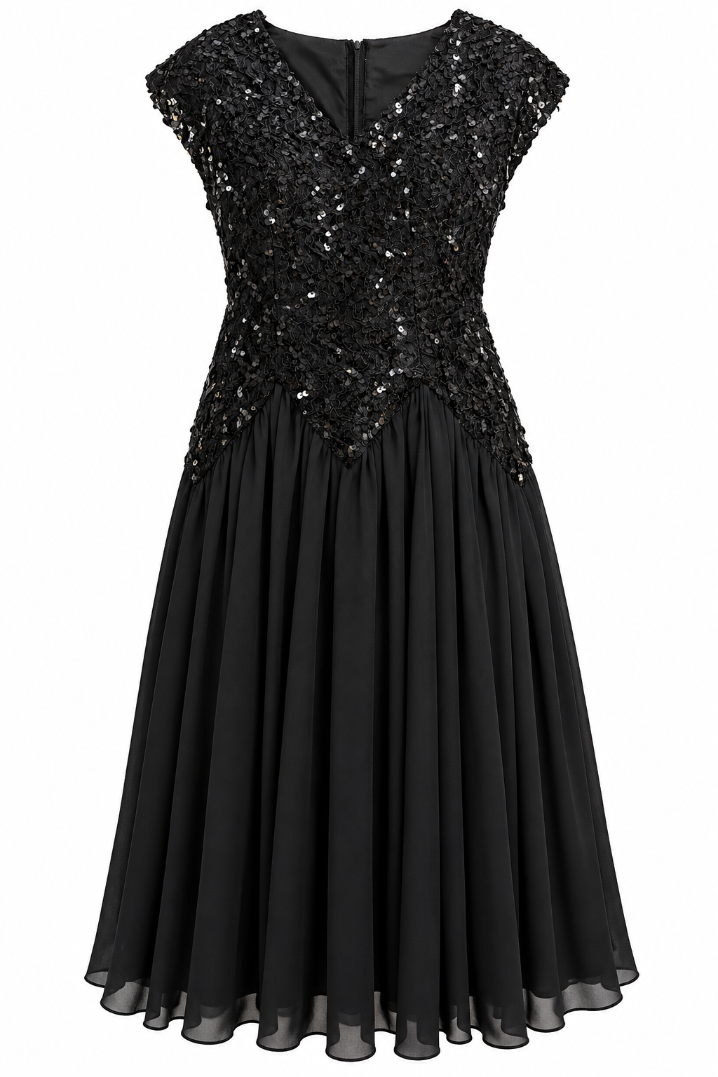 Vintage Shuet Young for HW Collections Black Sequin Lace Evening Gown | Made in USA – Size S/M