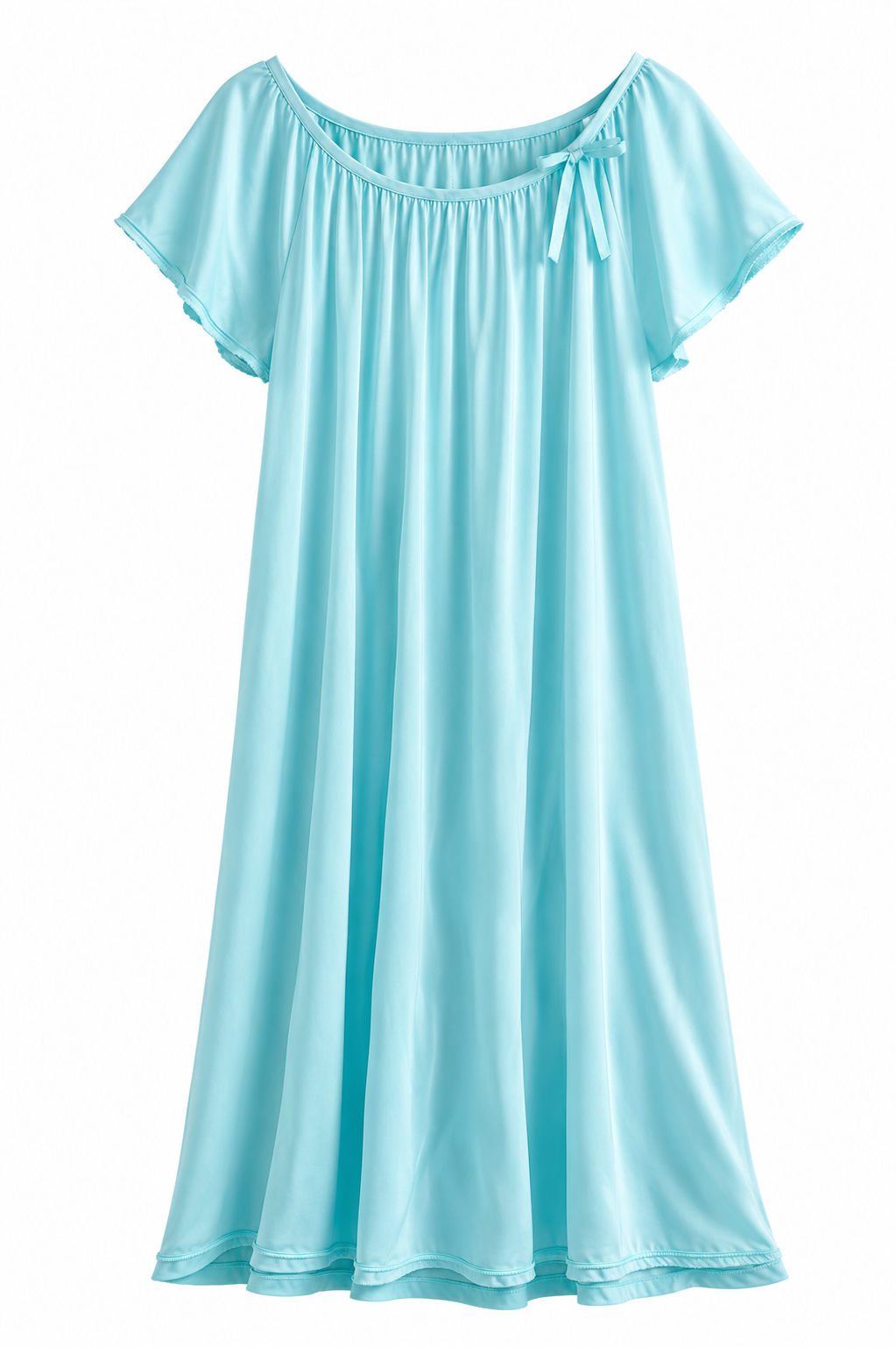 Vintage Aqua Blue Nightgown | Soft Romantic Lounge Dress | Small–Medium