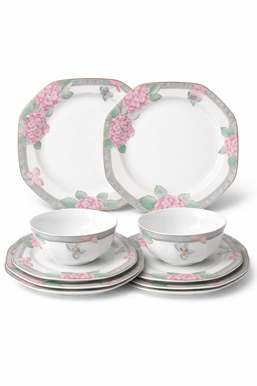 Von Henneberg Bavaria Floral China 6-Piece Place Setting | German Porcelain Plate & Bowl Set