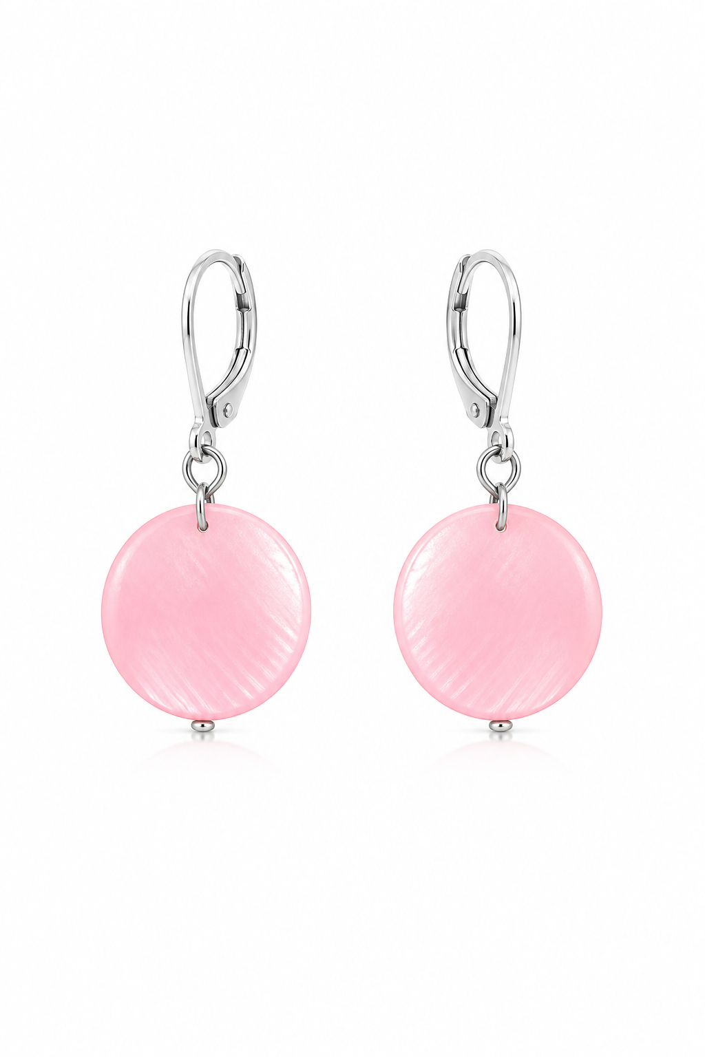 Vintage Pink Mother-of-Pearl Drop Earrings | Round Shell Dangle Earrings | Romantic Cottagecore Jewelry