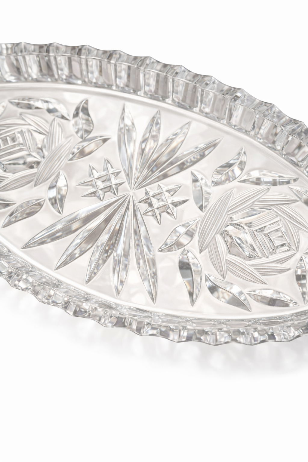 Vintage Cut Glass Vanity Tray | Elegant Oval Crystal-Style Dish
