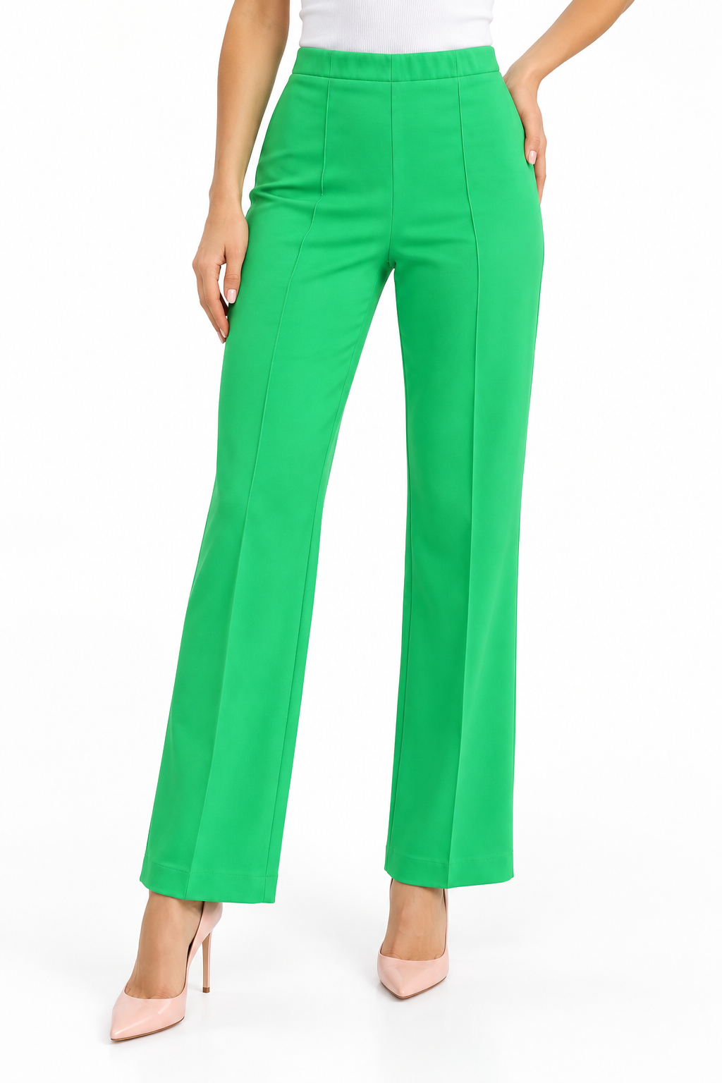Vintage 1970s Sears Perma-Prest Bright Green Knit Pants Trousers Size 8