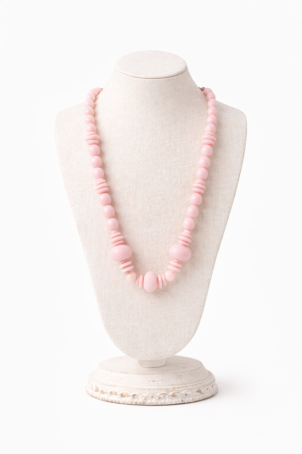 Vintage Pink Beaded Necklace | Soft Pastel Statement Strand