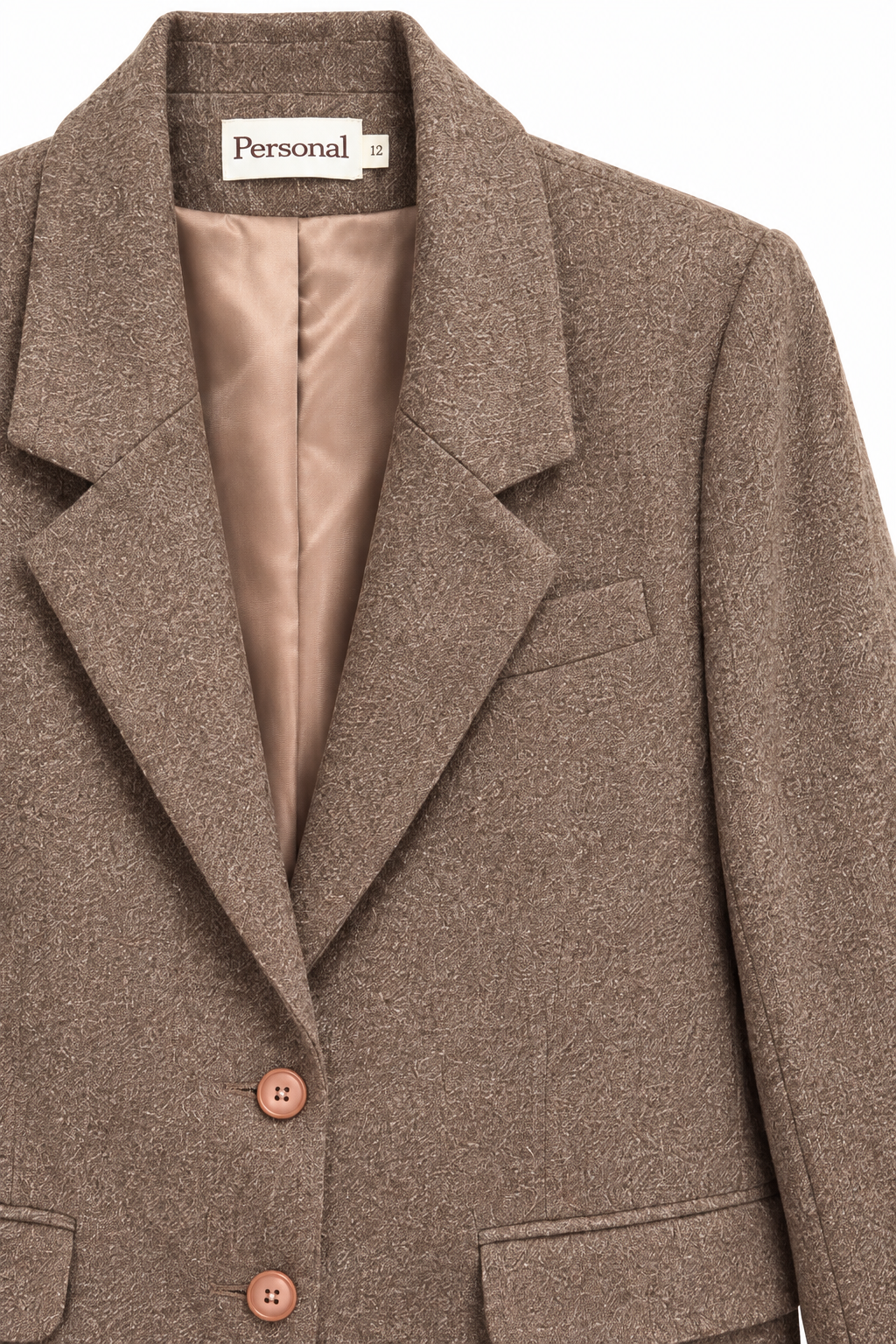 Vintage 1980s–90s Personal Brown Tweed Skirt Suit Set - Blazer & Midi Skirt | Size 12