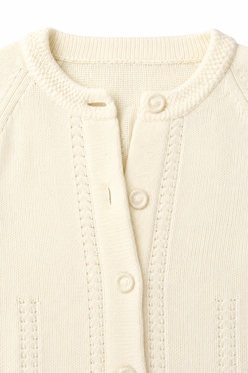 Vintage Cream Chunky Knit Cardigan Sweater | Cozy Handmade Look | Size Large