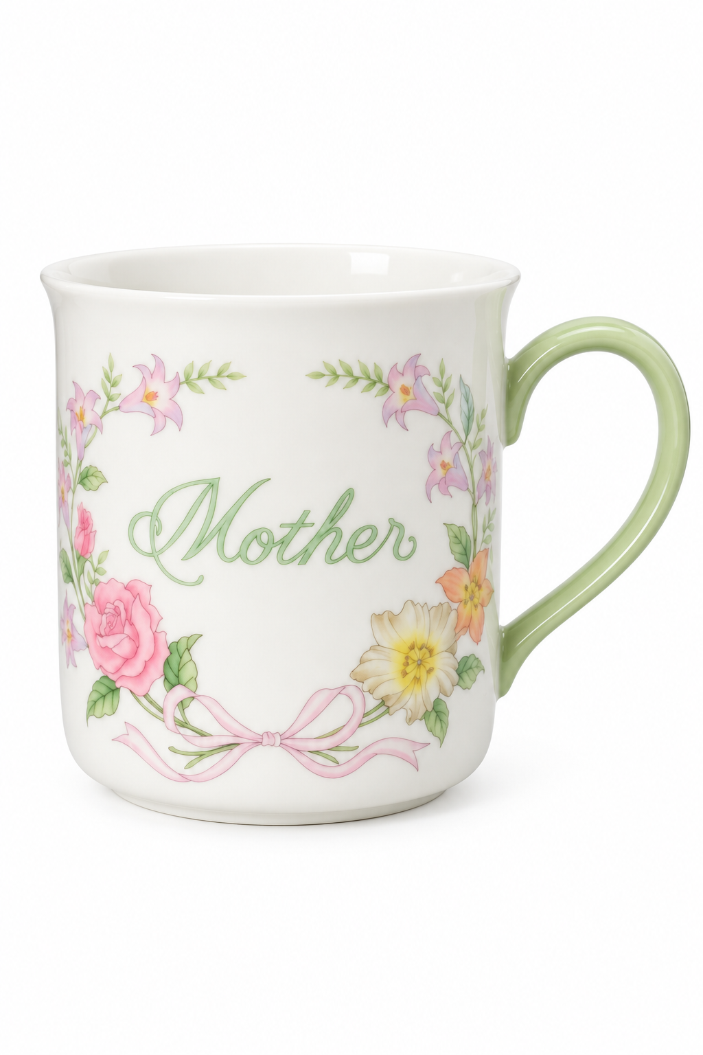 Vintage “Mother” Floral Mug | Pastel Flower & Bow Mother’s Gift Cup