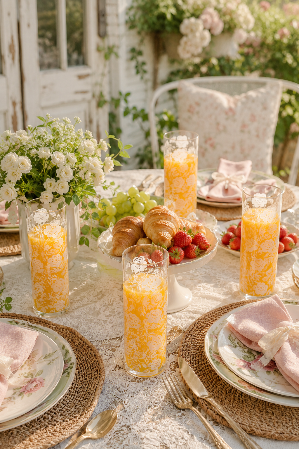 Vintage 1950s Libbey White Roses Highball Glasses Set of 4 | Frosted Floral Tumblers | Mid-Century Modern Glassware | Cottagecore Barware