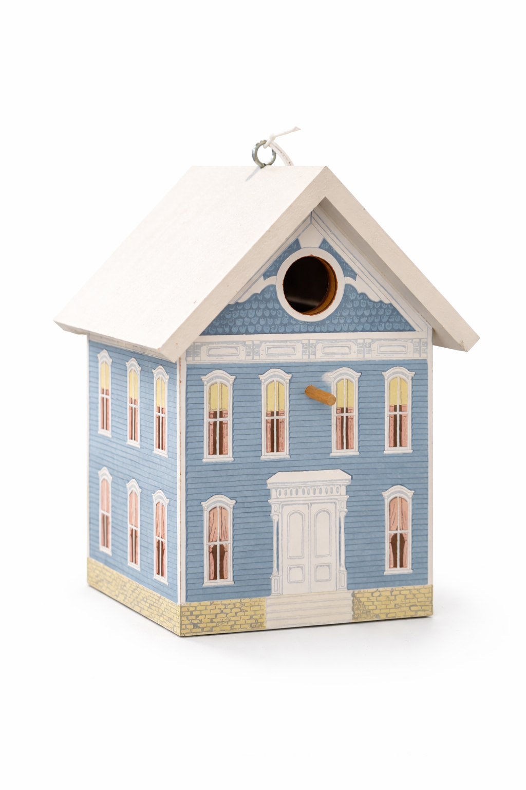 Victorian Cottage Blue Birdhouse | Decorative Garden Hanging Birdhouse, Shabby Chic Outdoor Cottage Decor