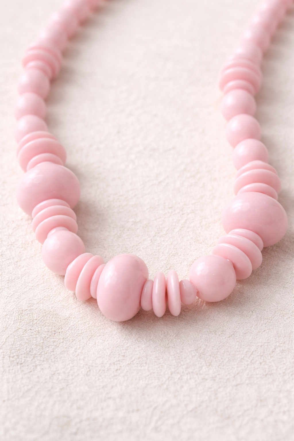 Vintage Pink Beaded Necklace | Soft Pastel Statement Strand