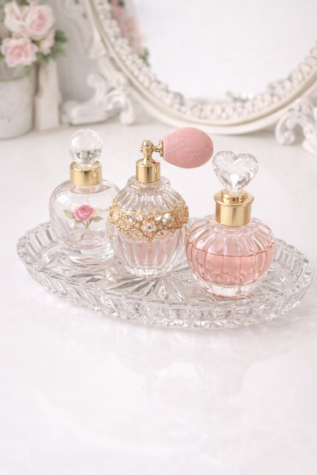 Vintage Cut Glass Vanity Tray | Elegant Oval Crystal-Style Dish