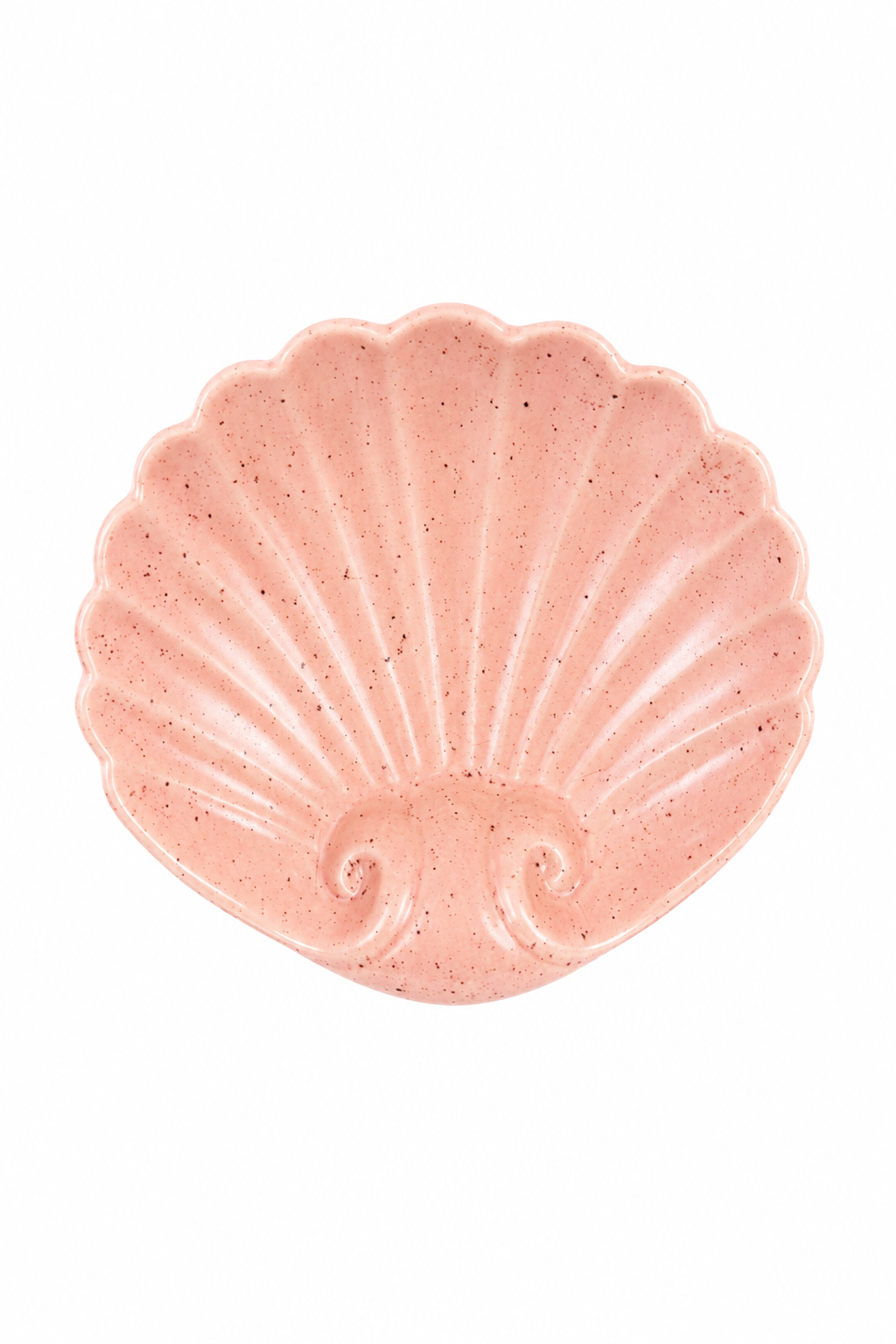 Vintage 1950s Pink Speckled Ceramic Shell Dish | Coastal Cottage Jewelry Tray | Seashell Soap Dish | Shabby Chic Vanity Decor