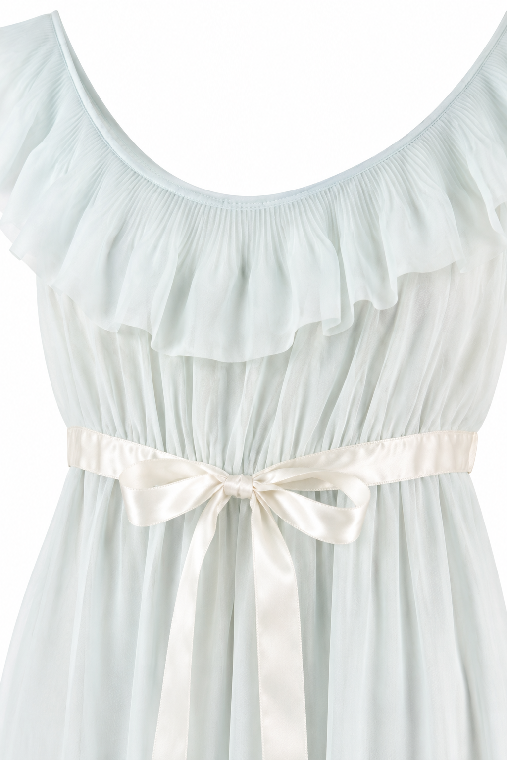 Vintage Vanity Fair Long White Nylon Nightgown – Ruffle Trim & Satin Ribbon | Made in USA | Size 32 | XS/S